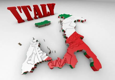 Map of italy with flag Illustrazione stock