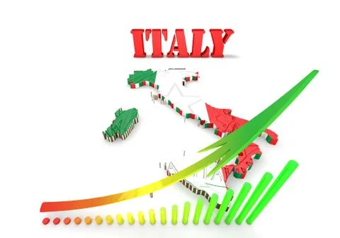 Map of italy with flag Illustration