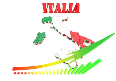 Map of Italy with flag Illustration