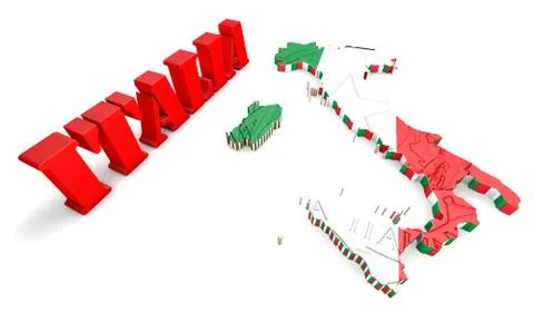 Map of Italy with flag Illustration