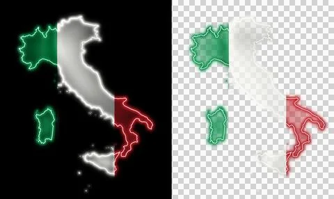 Map of Italy with glowing lights flag Stock Illustration