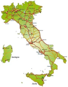 Map of italy with highways Stock Illustration