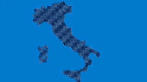 Map of Italy. Isolated element. Blue background. Geometry style dots. Stock Illustration