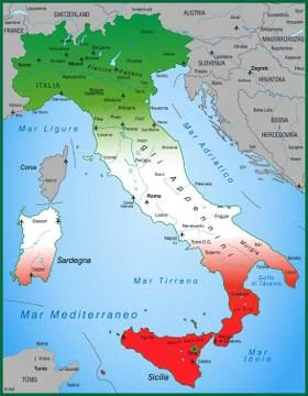 Map of italy as an overview map Stock Illustration