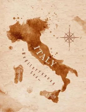 Map Italy retro Illustrazione stock