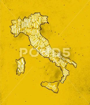 Map Italy vintage yellow Stock Illustration