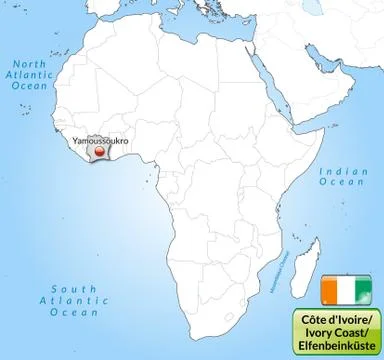 Map of ivory coast with main cities in gray Stock Illustration