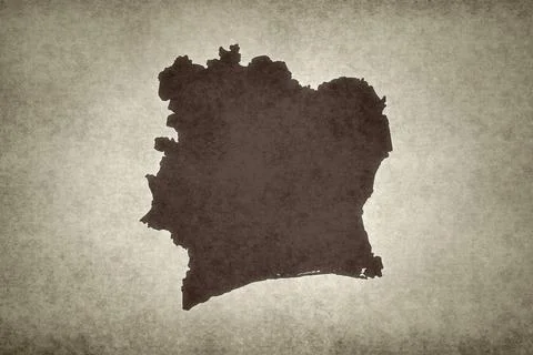 Map of Ivory Coast printed on a paper Stock Illustration
