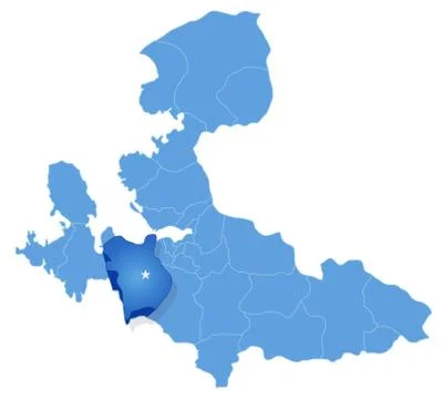 Map of Izmir - Seferihisar is pulled out Ilustración de archivo