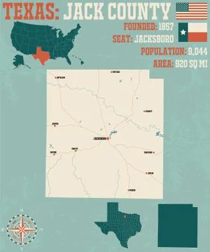 Map of Jack County in Texas Stock Illustration