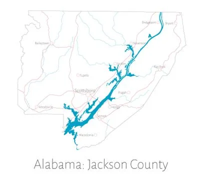 Map of Jackson county in Alabama Stock Illustration
