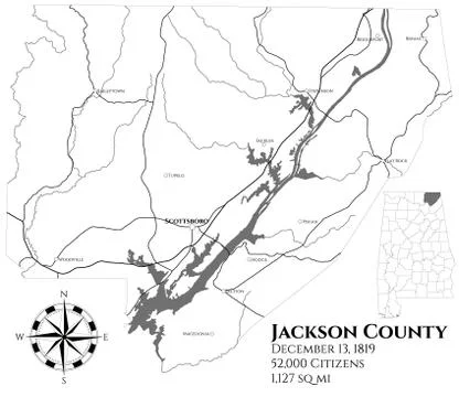Map of Jackson County in Alabama Stock Illustration