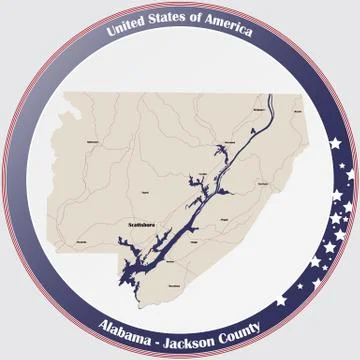 Map of Jackson County in Alabama Stock Illustration