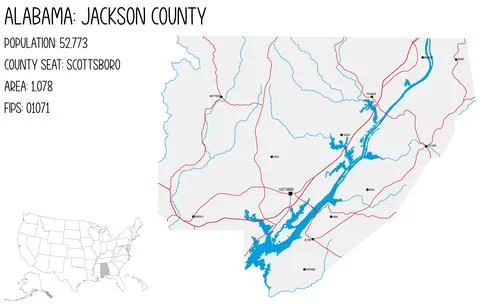 Map of Jackson county in Alabama, USA. Stock Illustration