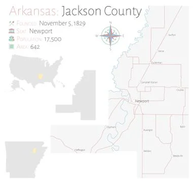 Map of Jackson County in Arkansas Stock Illustration