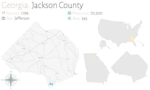 Map of Jackson County in Georgia Stock Illustration