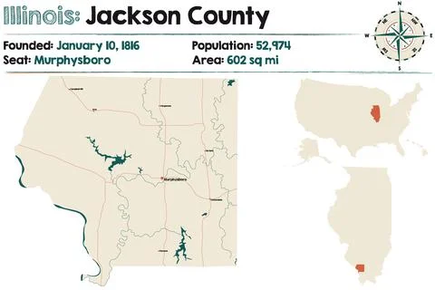 Map of Jackson County in Illinois Stock Illustration