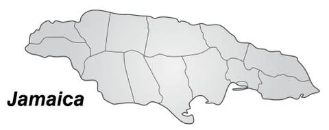 Map of jamaica with borders in gray Stock Illustration