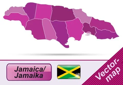 Map of jamaica with borders in violet Stock Illustration