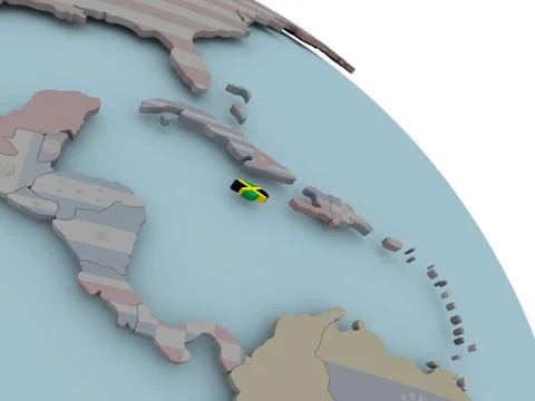 Map of Jamaica with flag Stock Illustration