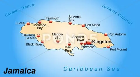 Map of jamaica Stock Illustration