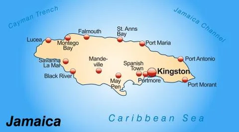 Map of jamaica Stock Illustration