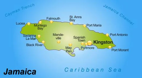 Map of jamaica as an overview Stock Illustration