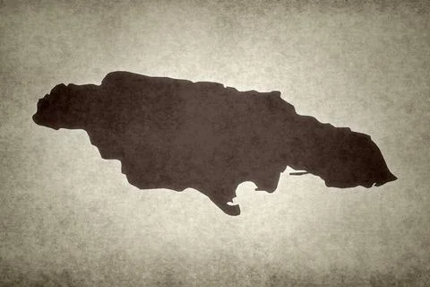 Map of Jamaica printed on a paper Stock Illustration