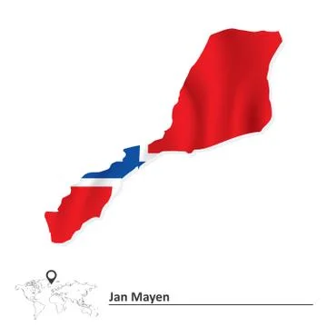 Map of Jan Mayen with flag Stock Illustration