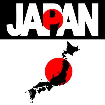 Map of japan and japan flag text illustration Stock Illustration