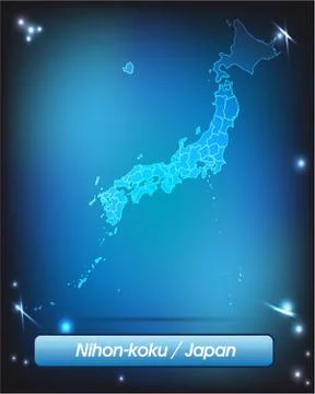 Map of japan with borders with bright colors Stock Illustration