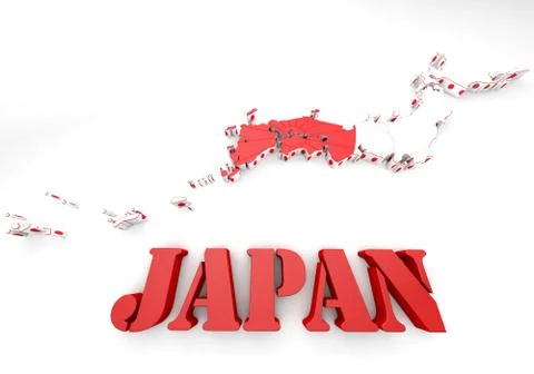 Map of japan with flag Illustrazione stock