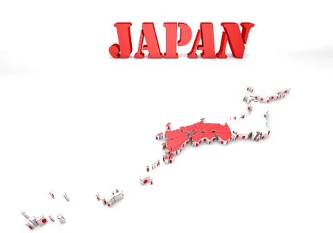 Map of japan with flag Illustration