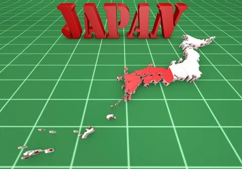 Map of japan with flag Illustrazione stock