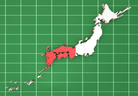 Map of Japan with flag Illustration