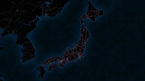 Map of Japan. Night view from space. Stock-Footage 136754011