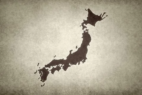Map of Japan printed on a paper Stock Illustration