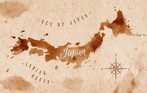Map Japan retro 스톡 일러스트