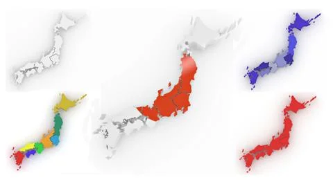 Map of japan on white isolated background. 3d Иллюстрация