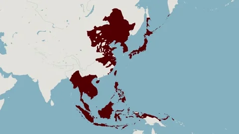 Map of the Japanese Empire during World ... | Stock Video | Pond5