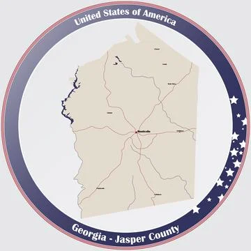 Map of Jasper County in Georgia Stock Illustration