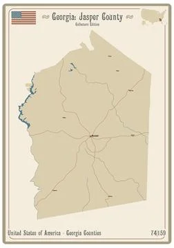 Map of Jasper County in Georgia Stock Illustration