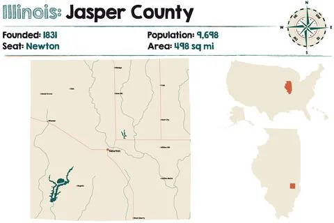 Map of Jasper County in Illinois Stock Illustration
