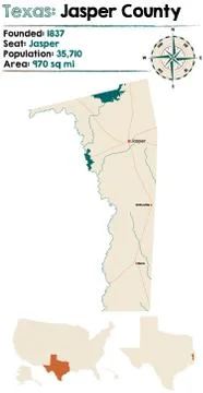 Map of Jasper County in Texas Stock Illustration