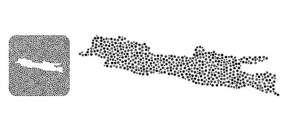 Map of Java Island - Dot Collage with Stencil Stock Illustration