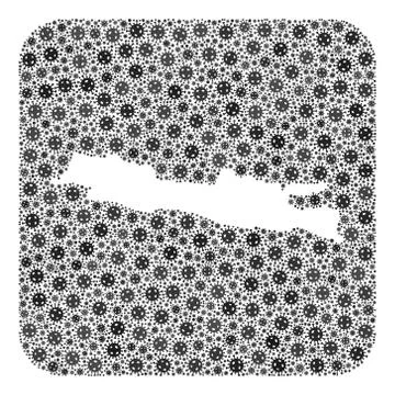 Map of Java Island - Flu Virus Mosaic with Subtracted Space Stock-Illustration