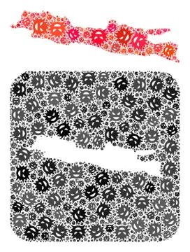 Map of Java Island - Flu Virus Collage with Empty Space Stock-Illustration