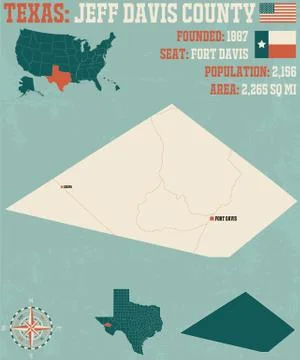 Map of Jeff Davis County in Texas Illustrazione stock