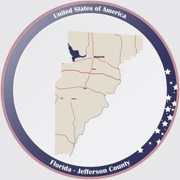 Map of Jefferson County in Florida Stock Illustration