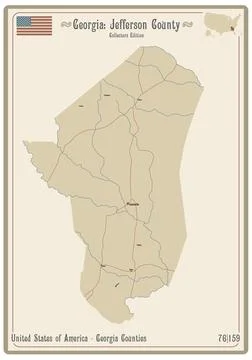 Map of Jefferson County in Georgia Stock Illustration